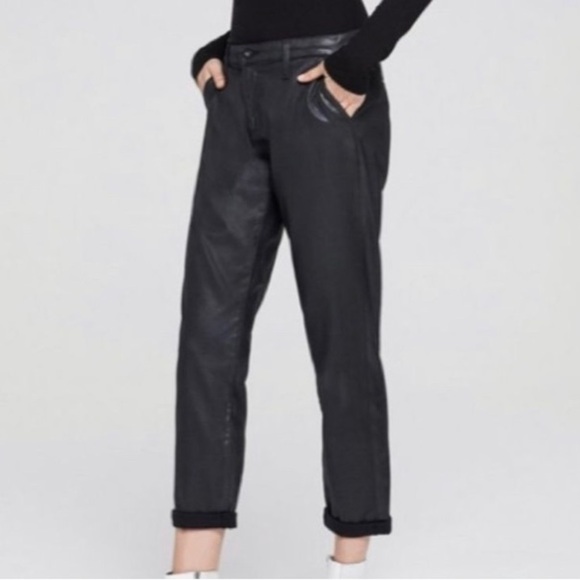 AG Adriano Goldschmied New Caden Black Leatherette Tailored Trouser - Picture 5 of 13